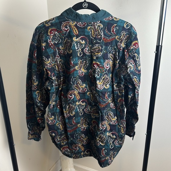 Women's Vintage Capacity Button Down Paisley Cotton Fall Shirt Size Small - Picture 5 of 5